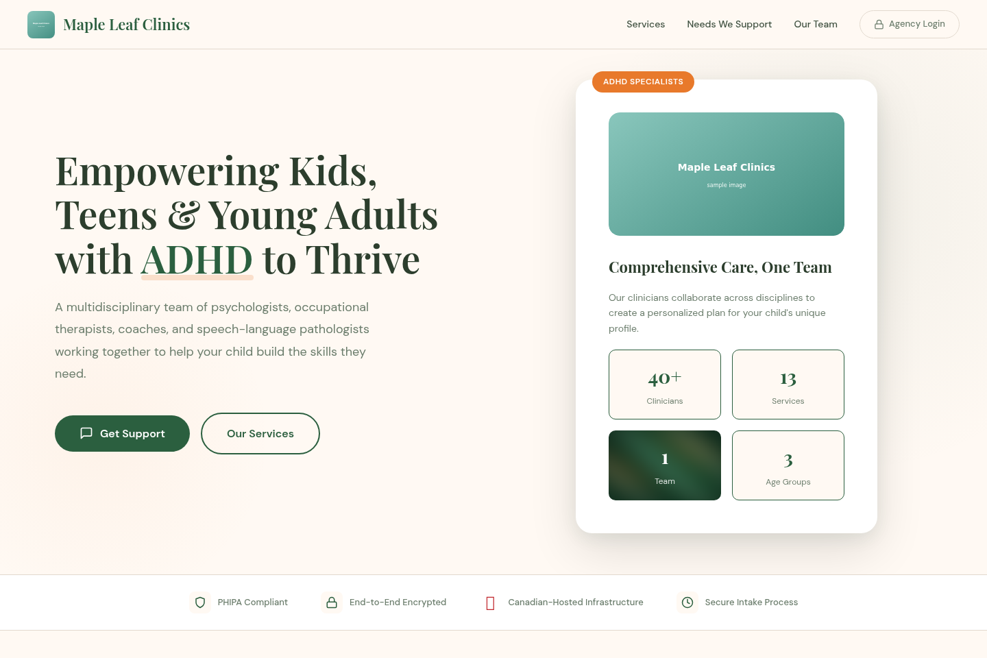 A sample patient-facing clinic website built on AliceMR